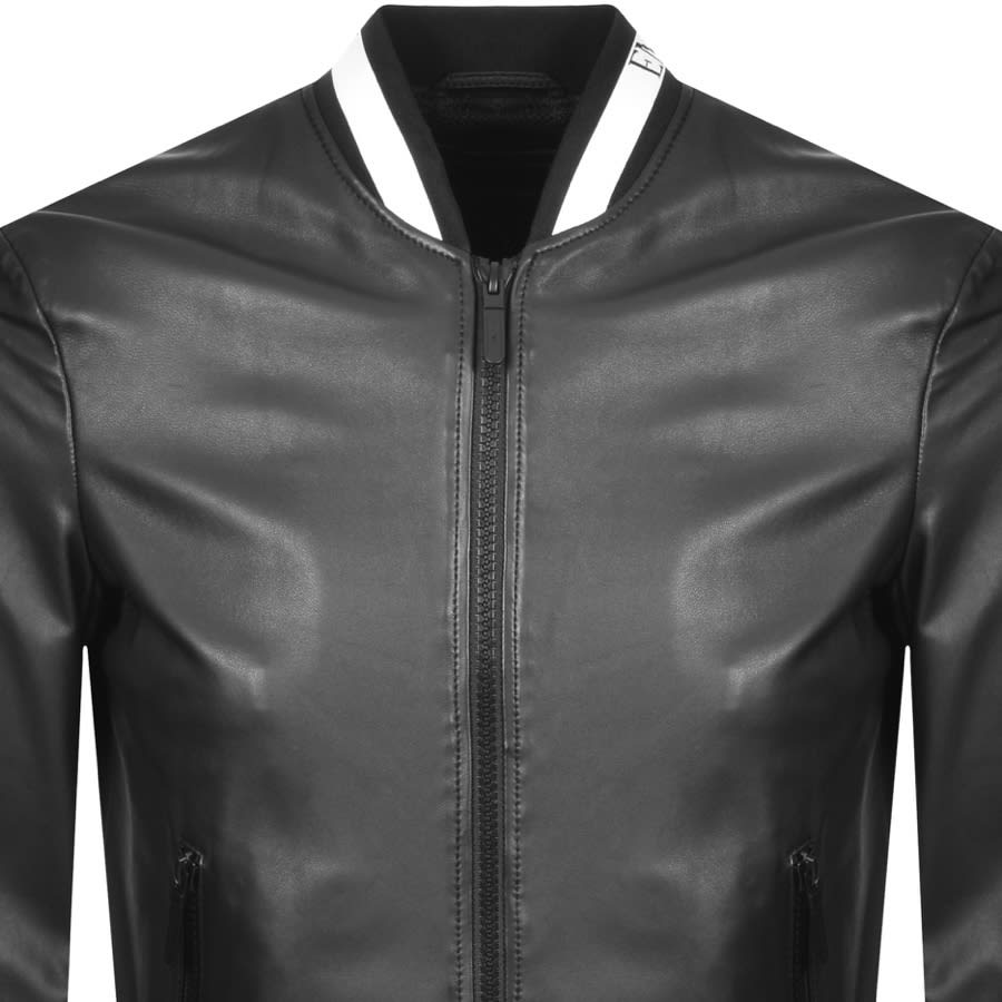 Alternative Image for ProductEmporio Armani Leather Bomber Jacket Black2